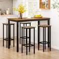 Industrial Bar Stools 28" Backless Square Breakfast Bar Chairs with