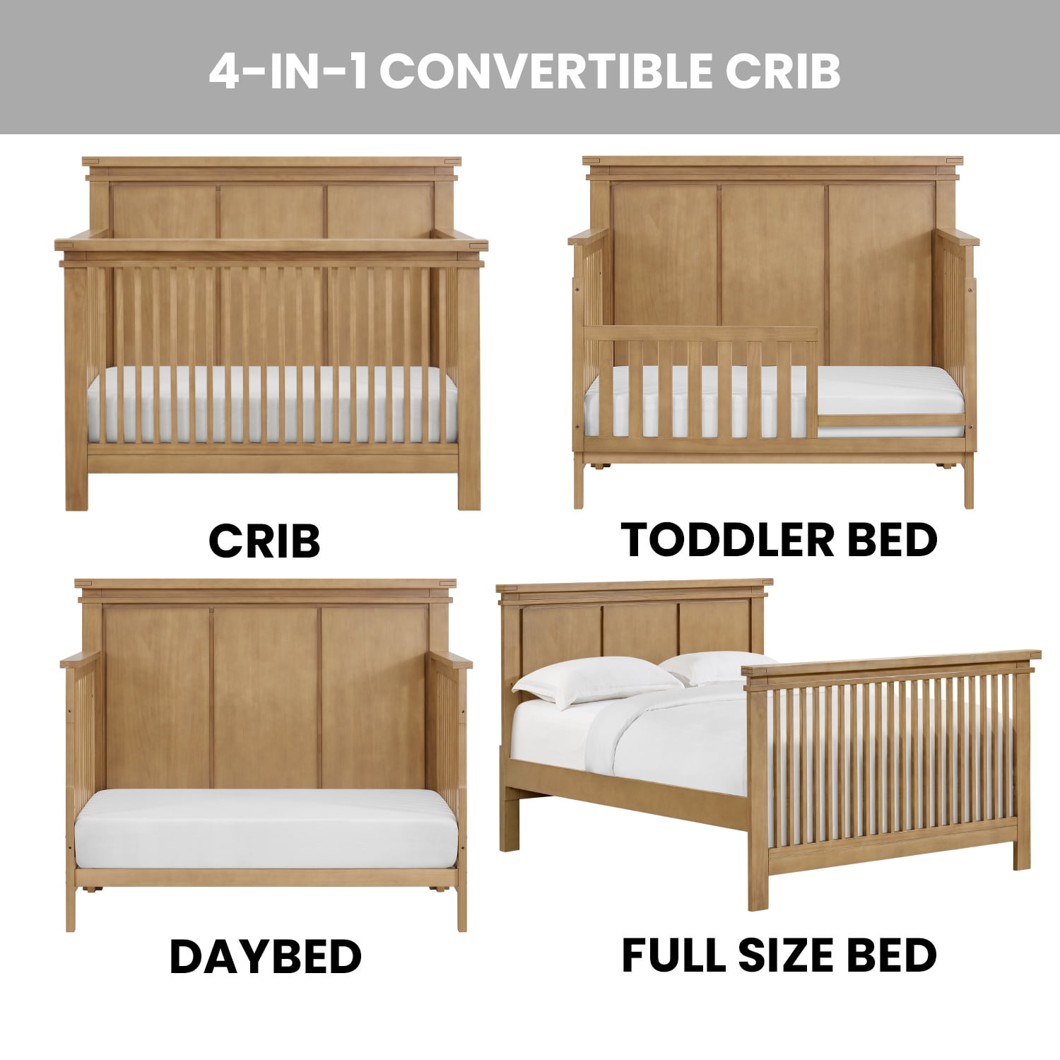 Soho Baby Mystic 4in1 Convertible Crib Honey Wood