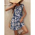 thumbnail image 3 of Yesfashion Summer Long Skirt Casual Loose Shirt Neck Short Sleeve Printed Dress Loose Dresses, 3 of 9