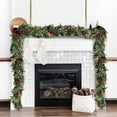 thumbnail image 6 of 6ft Artificial Christmas Garland with Red Berries, Faux Greenery Garland for Holiday Decor, Indoor Outdoor Use on Fireplace, Mantle, Stairs, Festive Season Decoration, 6 of 7