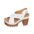 thumbnail image 2 of Platforms Heeled Sandals for Women Open Toe Ankle Strap Summer Dressy Sandals Chunky Block Heel Solid Color Comfort Vintage Trendy Dressy Non Slip Breathable Walking Casual Shoes, 2 of 7