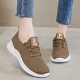 thumbnail image 2 of longantii Women's Non-Slip Walking Shoes Lightweight Breathable Comfort Casual Workout Shoes Mesh Knit Lace Up Running Shoes Light Brown, 2 of 4