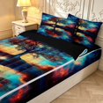 thumbnail image 3 of Homewish Tree Of Life Botanical Art Zipper Twin Comforter Sets with Fitted Sheet and 2 Pillowcases,Watercolor Gradient Zipper Bedding Set,Black Reversible,4pcs, 3 of 8