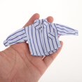 thumbnail image 3 of 1/12 Scale Shirt Mini Clothing Durable Trendy Portable Soft Miniature Outfits Doll Clothes for 6" Male Action Figures Doll Model Accessory Light Blue Stripe, 3 of 8