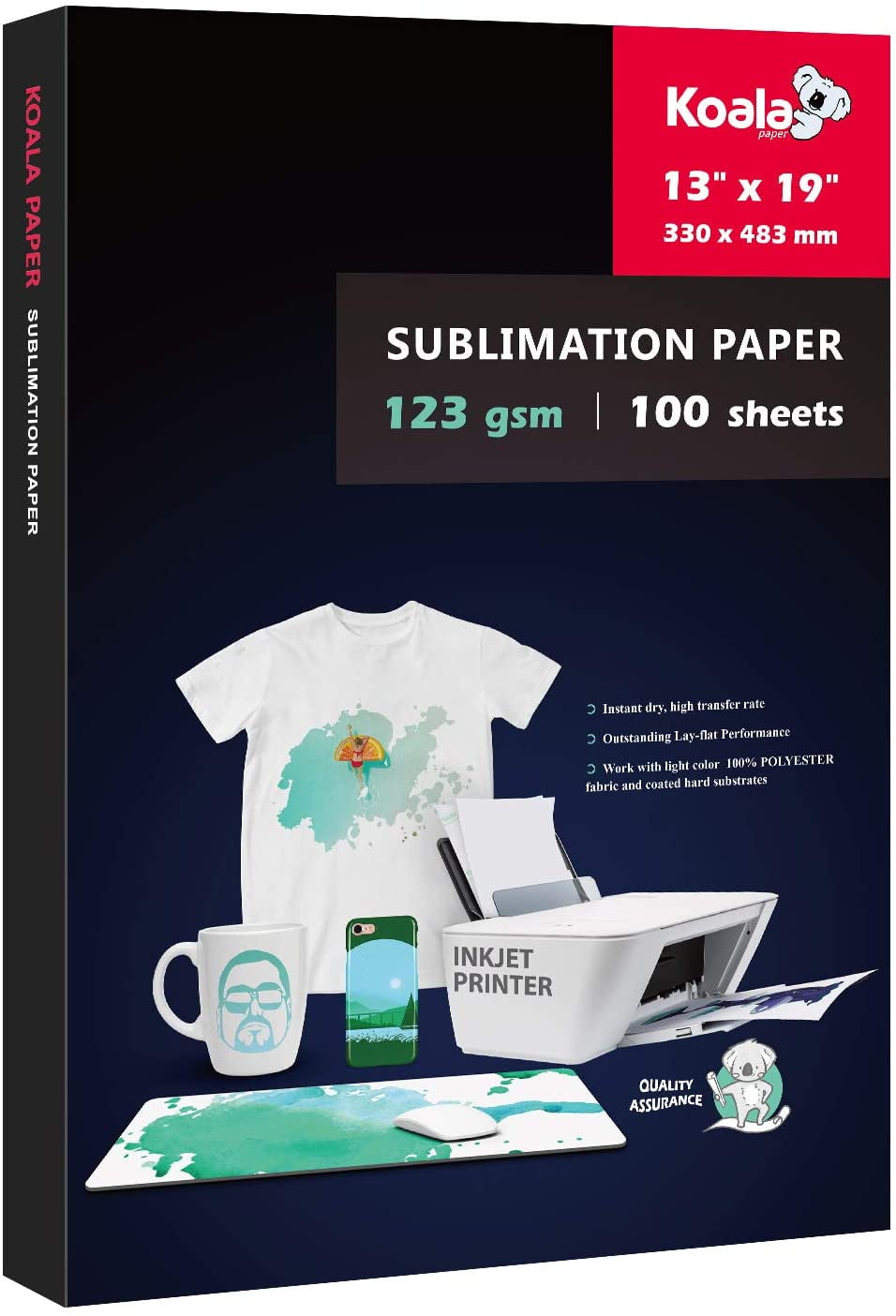 100 sheets 13" x19" Sublimation Ink Transfer Paper Heat Press For Inkjet Printer 