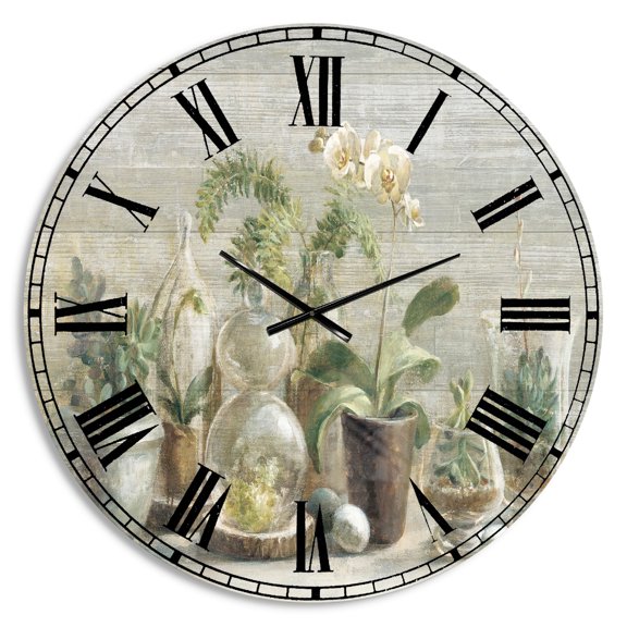 Designart Oversized Gray Analog Round Traditional Wall Clocks, CLM30461-C38
