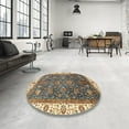 thumbnail image 3 of Ahgly Company Tapis Rond Abstrait Vert Brunâtre pour Intérieur, 5 Pieds Rond, 3 of 6
