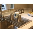 thumbnail image 4 of WWS-Roll up Dish Drying Rack Over The Sink Drying Rack Silicone kitchenware Folding draining Dish Rack SUS304 Stainless Steel 17.7inx13.75in (Grey), 4 of 4