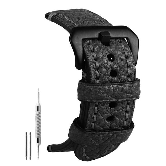 20mm Black Vegetable Tanned Cowhide Leather Strap Black Buckle Vegetable Tanned Genuine Calfskin