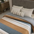 thumbnail image 3 of Vianney Talpa Reversible Comforter Set – King Size, Striped Brown, Tan, Cream & Blue, Stylish All-Season Bedding, 3 of 6