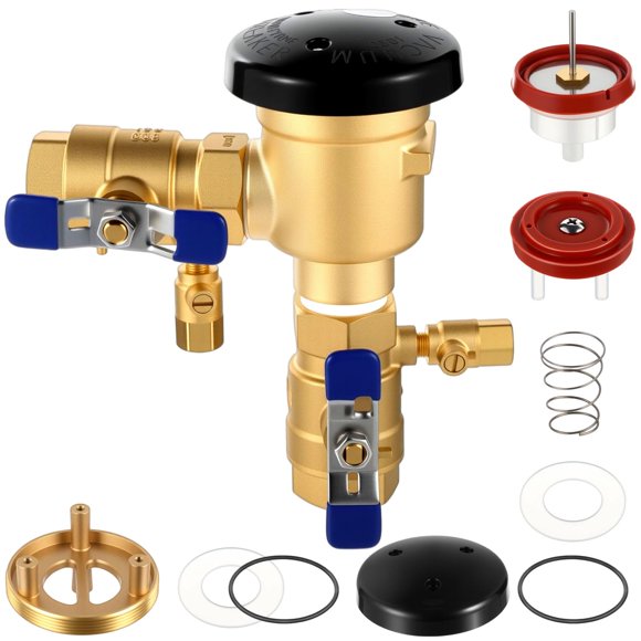 MorningRo 1-720A 1" 720A Pressure Vacuum Breaker Assembly with Breaker Repair Kit, Brass Valve Cover for Water Lines Max 400 PSI Backflow Preventer Maintain Plumbing System