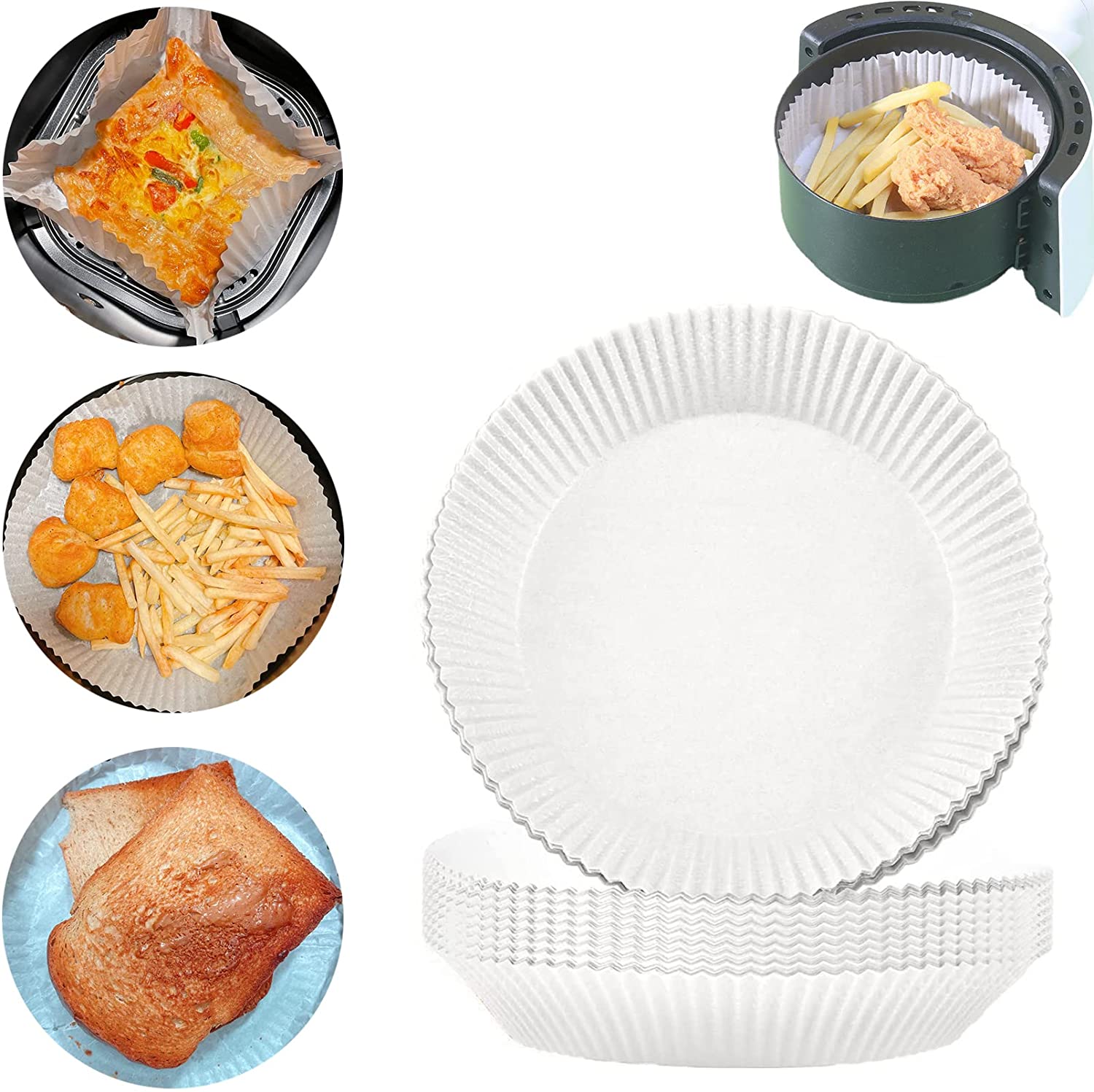 50PCS Air Fryer Disposable Paper Liner, Nonstick Oilproof WaterProof
