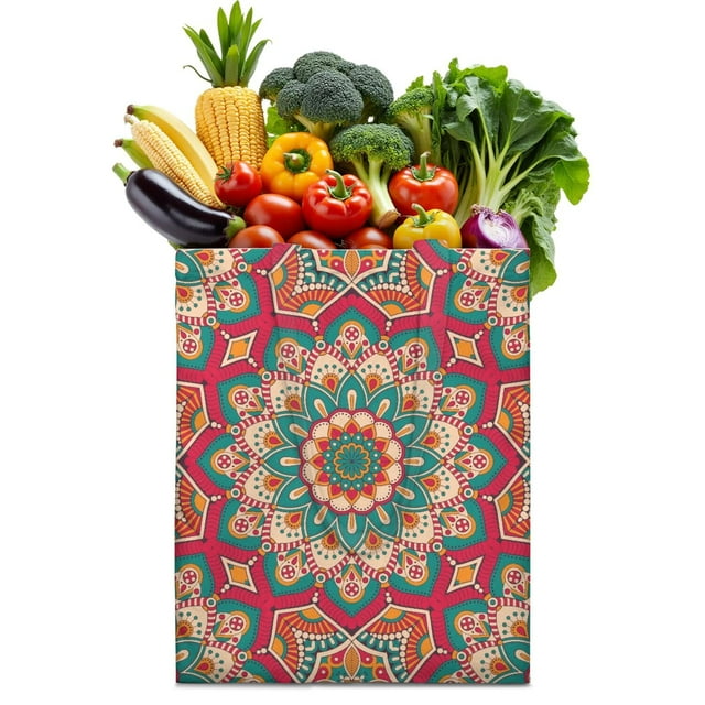 Sac en Toile Mandala Tribal Boho – Design Géométrique Abstrait, Pliable et Réutilisable