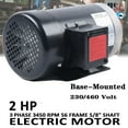 thumbnail image 2 of 3 Phase 2 HP Electric Motor 3450 RPM SHDC 56C Frame TEFC 230/460 Volt 5/8" Shaft, 2 of 11