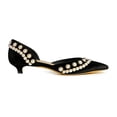 thumbnail image 3 of XYD Women Elegant Pearls D'Orsay Pumps Pointed Closed Toe Low Heels Slip-on Kitten Evening Shoes Size 7 Black, 3 of 4