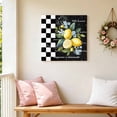 thumbnail image 5 of Canvas Wall Art Summer Lemon Canvas Art Print Farm Plant Floral Leaf Black White Plaid Retro Pictures Wall Decor for Living Room Bedroom Artwork Decorations Stretched Framed Ready to Hang 16"x16", 5 of 9