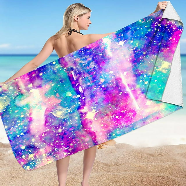 Up to 65% Off SMihono Microfiber Beach Towel Super Lightweight Colorful Bath Towel Sandproof Beach Blanket Multi-Purpose Towel For Travel Swimming Pool 30x60 Inch