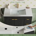 thumbnail image 3 of ASTUVIA 35.4" Fluted Bathroom Vanity Cabinet with 3 Drawers,Bathroom Vanity with Sink and Soft-Close Doors,Freestanding Small Bathroom Sink Cabinet,Black, 3 of 9