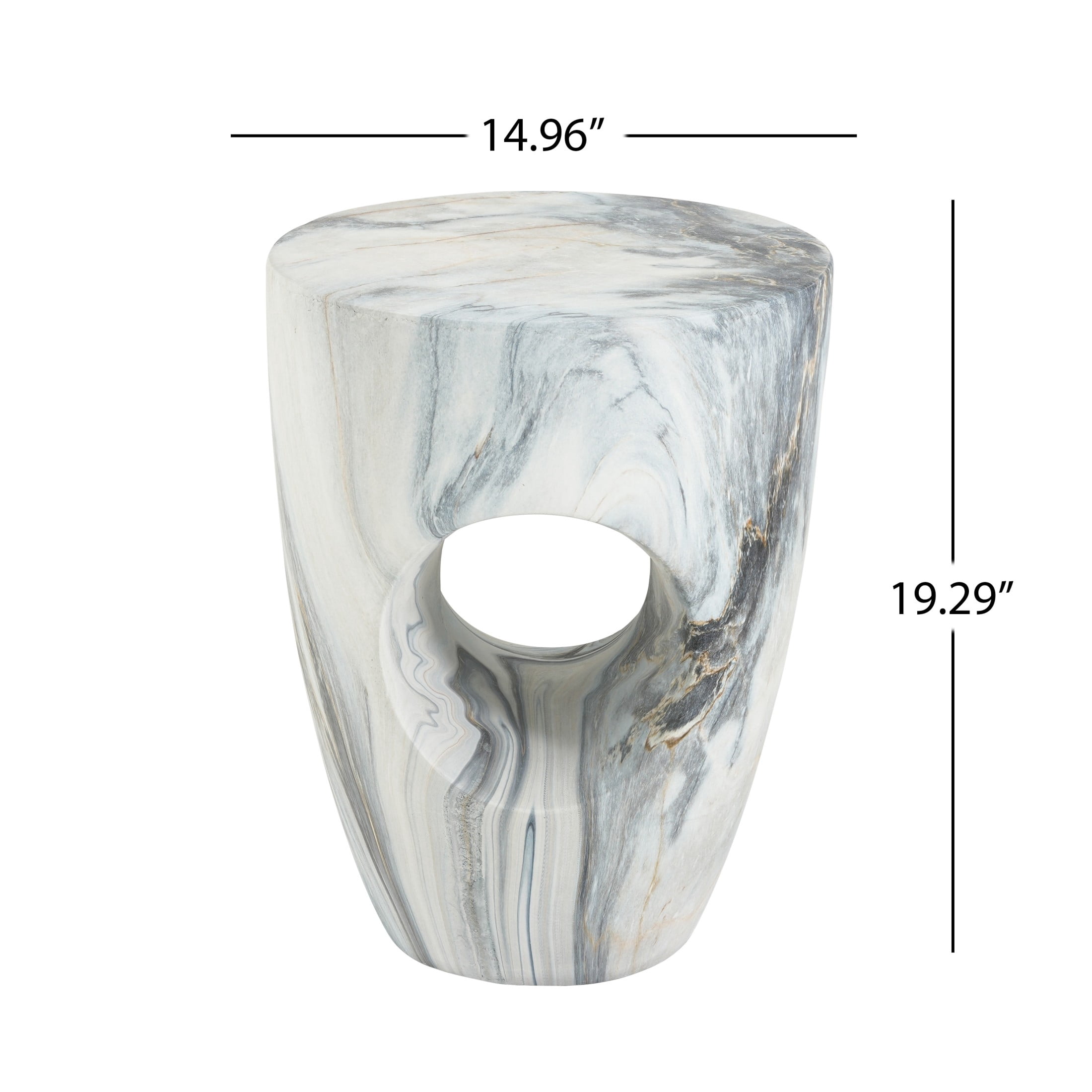 Christopher Knight Home 19.29" Modern Round Faux Marble Accent Side Table, Indoor Outdoor Use, Blue