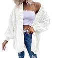 thumbnail image 4 of Women Oversized Cardigan Sweater Front Open Knitted Lantern Long Sleeve Thick Jacket, 4 of 6
