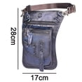 thumbnail image 2 of Mens Genuine Leather Motorcycle Tactic Fanny Belt Waist Pack Drop Leg Cross Over Bag - blue, 2 of 5
