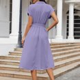 thumbnail image 6 of Womens Summer Dresses Sevevn Womens Solid-Color Button Short-Sleeved Lapel Casual Belt Pocket Shirt Dress, 6 of 8