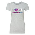 thumbnail image 2 of I Love My Boyfriend Tie Dye Pop Culture Womens Slim Fit Junior Tee, Heather Grey, 2XL, 2 of 3