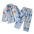 thumbnail image 3 of Tisuna Little Girls Boys Outfits Set Cartoon Print Long Sleeve Lapel Neck Homewear Thermal Warm Autumn Winter Kids Button Up Clothing Sets Sky Blue Size 5-6 Years, 3 of 5