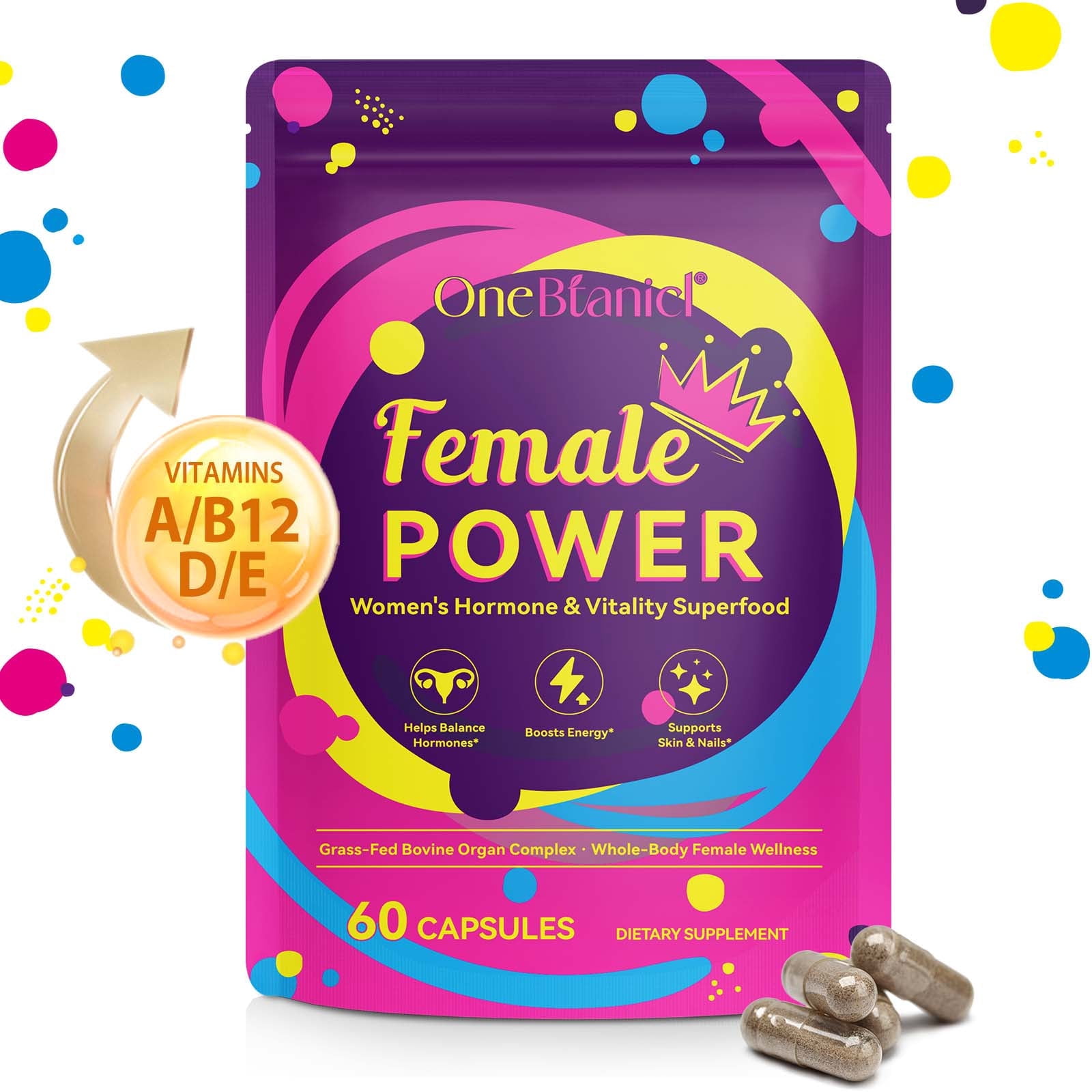 Female Power Capsules, Hormone Balance, Boosts Energy, 60 Capsules