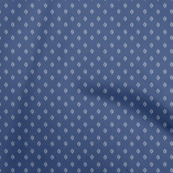 oneOone Silk Tabby Blue Fabric Asian Floral Block Sewing Material Print Fabric By The Yard 42 Inch Wide