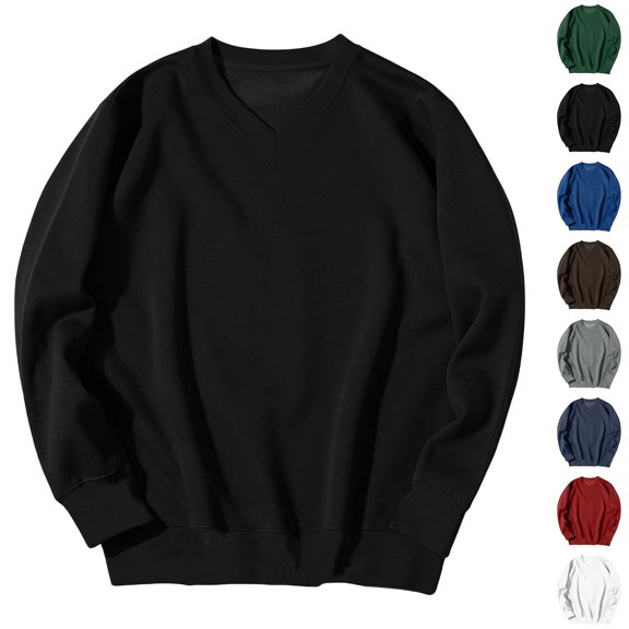 RJMDKXZ Mens Oversized Sweatshirts Fleece V Neck Sweatshirt Casual Long Sleeve Pullover Fall Winter Warm Sweatshirts Fashion Pullover Tops