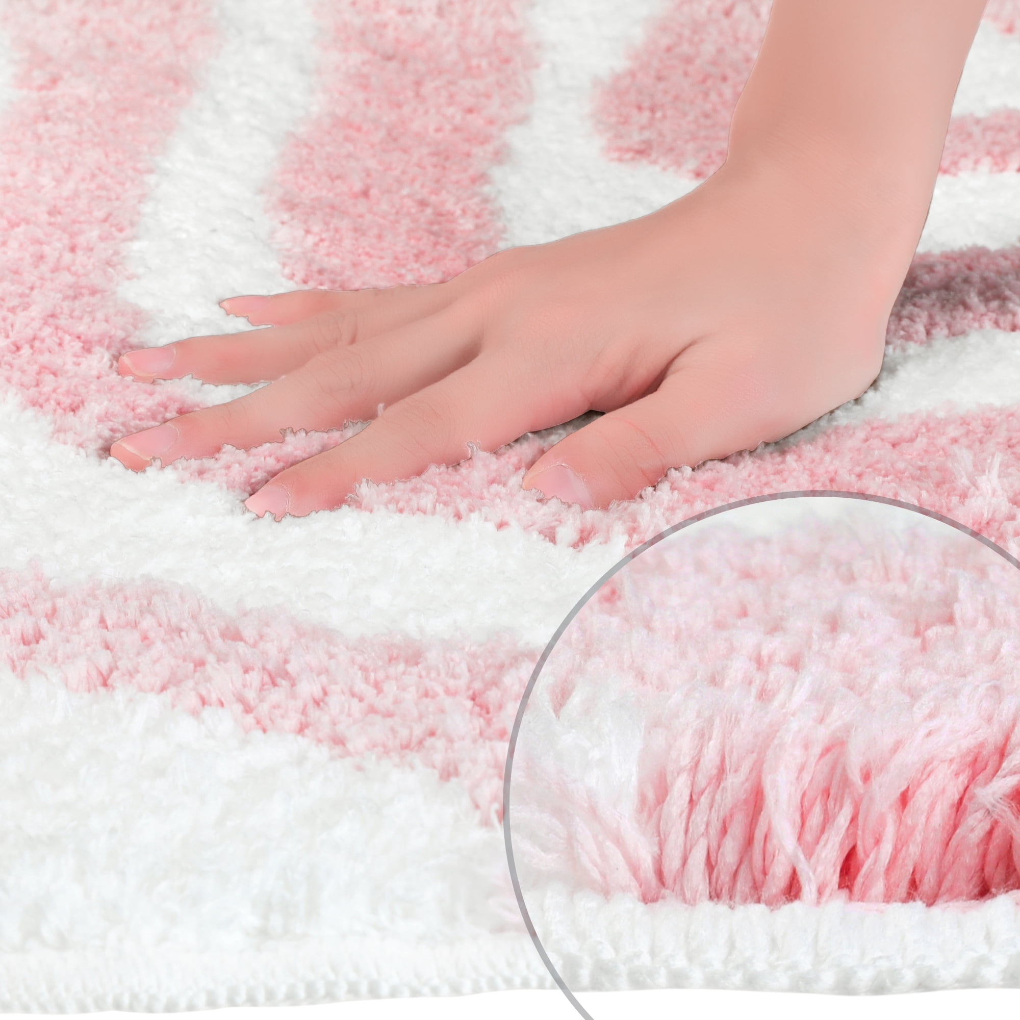 Unique Bargains Fashion Wave Pattern Bathroom Rug Mat Soft Absorbent Bath Carpet Non-Slip Pink 20" x 32"