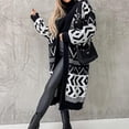 thumbnail image 2 of 2022 Women Rhombus Knit Pattern Elegant Loose Long Outerwear Maxi Y2k Sweater Coat Fall Winter Knitted Cardigan Warm Soft Jacket, 2 of 5