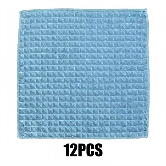 AUQ 12Pcs Dish Towels for Kitchen,No Fuzzing Microfiber Kitchen Towels,Moisture-Holding Weave Dusting Cloths,Blue1