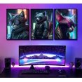 thumbnail image 2 of Hieng 3 Pcs Cool Gaming Wall Art Cyberpunk Animals Wall Decor Colorful Neon Canvas Paintings Video Game Prints Cat Panda Poster Picture For Kids Boy Playroom Unframed, 2 of 6