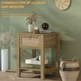 thumbnail image 7 of Surmoby Farmhouse Rattan Nightstand Bedside Tables with Storage Drawer and Open Shelf - Side Table Night Stands for Bedroom or Living Room,Cherry, 7 of 7