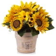 thumbnail image 2 of Enova Home Artificial Flowers Mixed Silk Sunflowers Fake Flowers Arrangement in Pot for Home Office Garden Decoration, 2 of 6