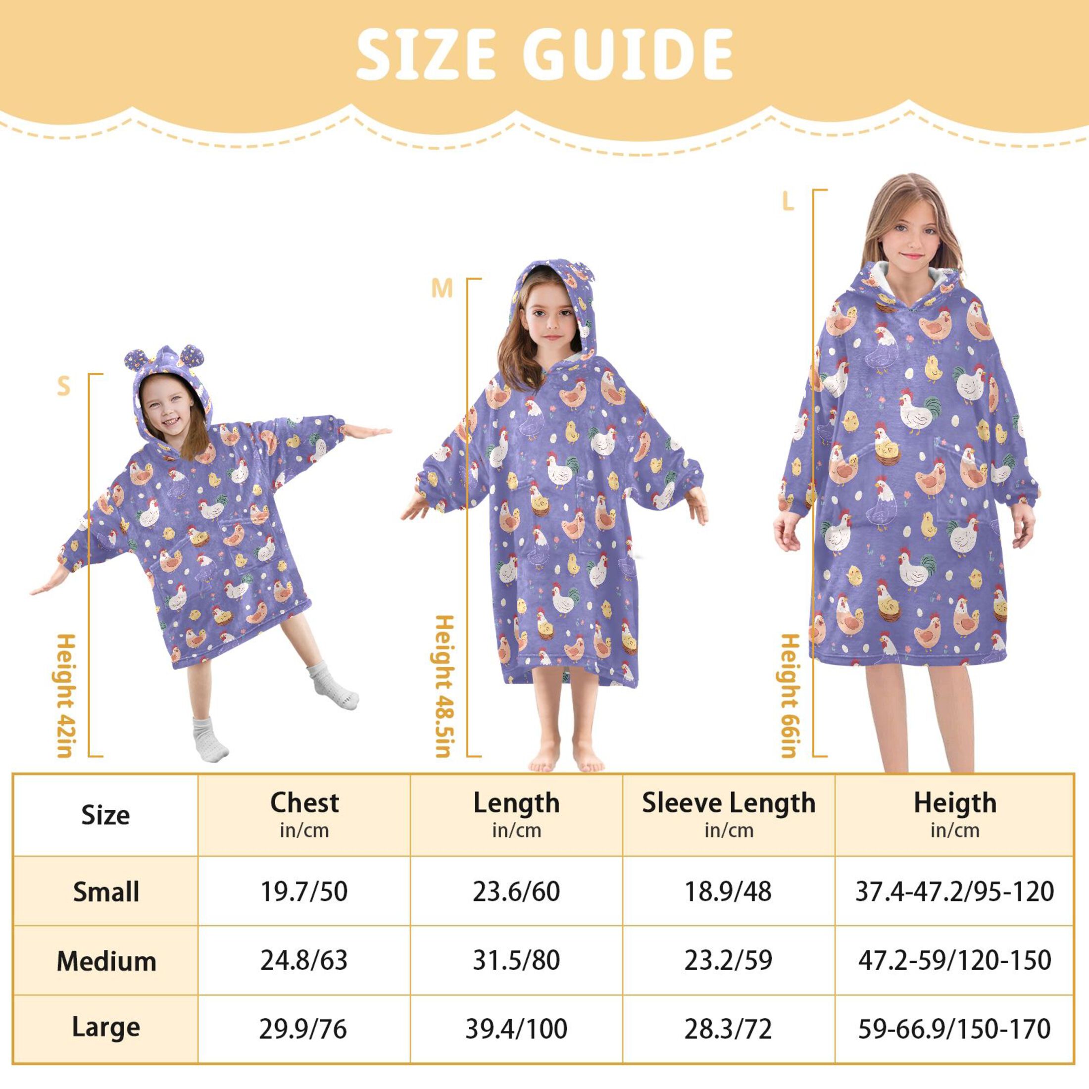 joogoo Blanket Hoodie for Cartoon Chickens Purple Oversize Sweatshirt 3-14 YR L