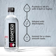 Essentia Bottled Water LLC, Ionized Alkaline Water; 99.9% Pure, Infused with Electrolytes, 9.5 pH or Higher a Clean, Smooth Taste, 20 Fl Oz (Pack of 24)