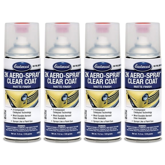 Eastwood 2K AeroSpray Automotive Spray Paint Matte Clear Coat 11.2 Oz Aerosol 4 Pack