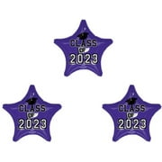 Class of 2023 Purple Star shape mylar balloons Set of THREE Graduation Cap