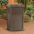 thumbnail image 6 of Suncast 73 Gallon Deck Box & Wicker Trash Hideaway Outdoor Garbage Bin, Java, 6 of 7