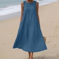 thumbnail image 7 of Smsaxvxz Womens 2026 Summer Tank Maxi Dress Crew Neck Sleeveless Casual Solid Loose Beach Vacation Sundress Sky Blue M, 7 of 7