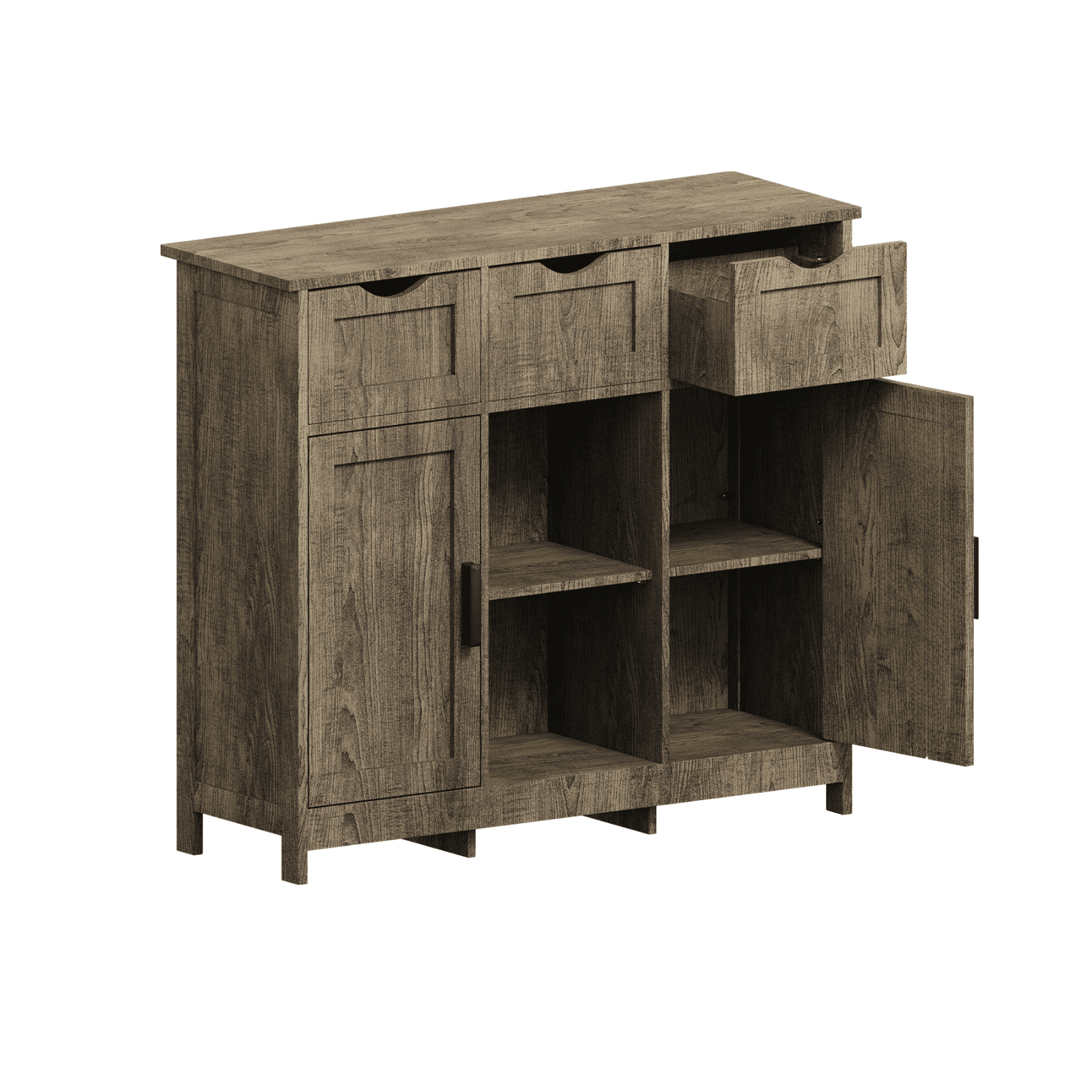 Homy Casa Gray Accent Storage Cabinet with Drawers and Shelves, for Living Room and Dining Room