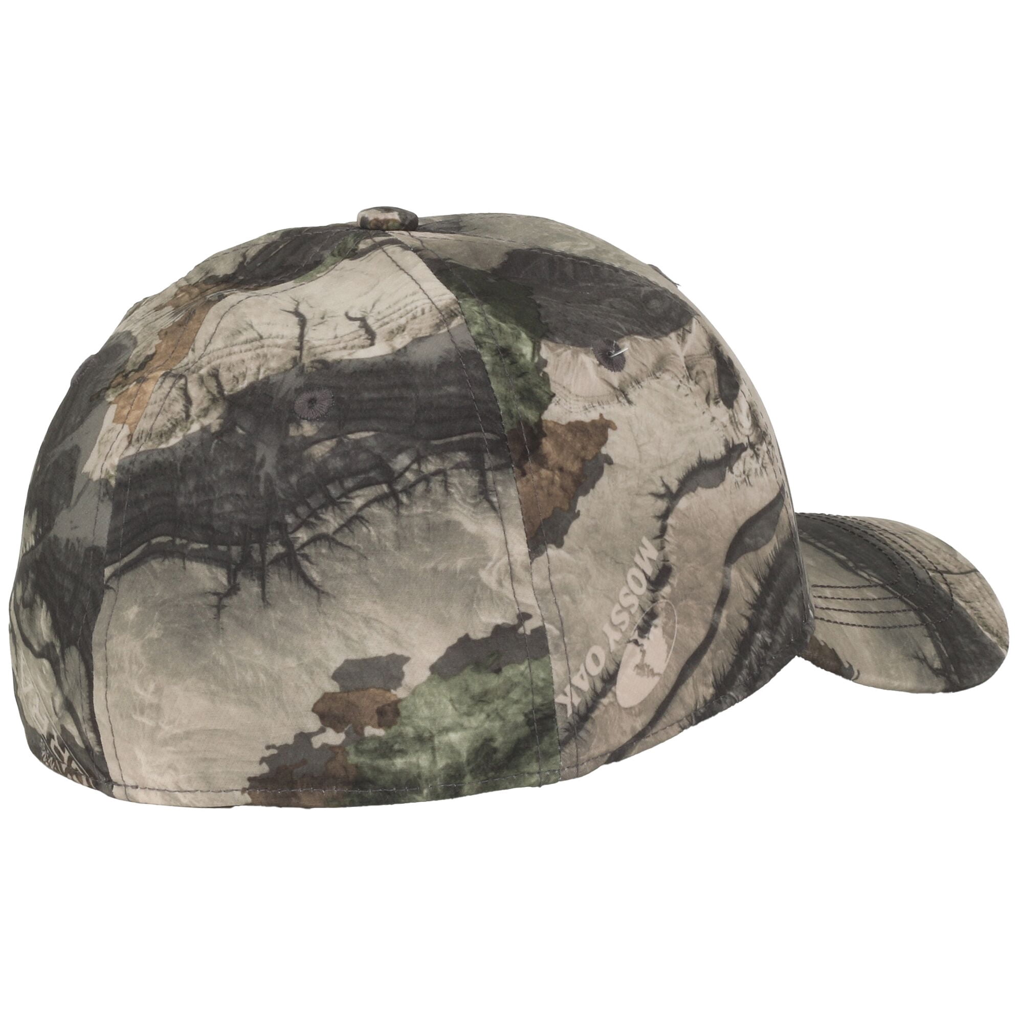 Men's Mossy Oak® Camo 6 panel Structured Hunting Hat, Pre-Curved Visor, ProFlex Fitted Closure, Size L/XL.