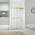 thumbnail image 2 of Vinnova Spezia 48" W x 76" H Double Sliding Frameless Glass Shower Door in Brushed Gold, 2 of 11