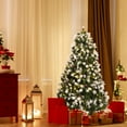 thumbnail image 2 of Costway Arbre de Noël Enneigé de 6 Pi Pré-Illuminé 818 Pointes avec Pommes de Pin et Baies Rouges avec 8 modes d'Éclairage, 2 of 10