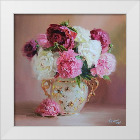 Rogozina, Svetlana 15x15 White Modern Wood Framed Museum Art Print Titled - Bouquet of Peonies