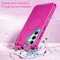 thumbnail image 4 of I-HONVA For Samsung Galaxy S25/S24 Case Compatible with MagSafe,3-Layer Military Grade Drop Protection Anti-Slip Rugged Shockproof Dustproof Protection 6.2 inch Phone Case,Rose Turquoise, 4 of 7