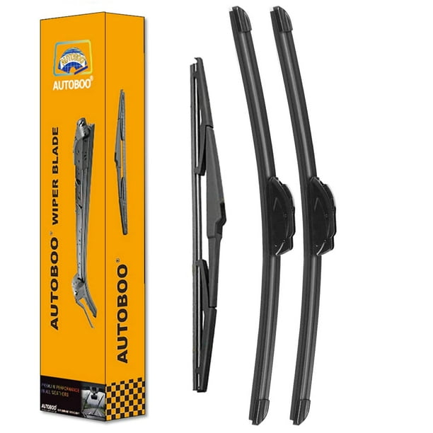 Limpiaparabrisas AUTOBOO de 26 cm + 16 cm con 14 cm en la parte trasera, paquete de 3